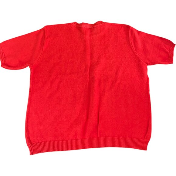 VINTAGE Orvis Short Sleeve Sweater Women's Large Red Cotton USA - Picture 5 of 5